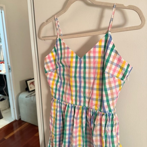 J CREW V-neck gingham plaid colorful dress - Picture 9 of 10